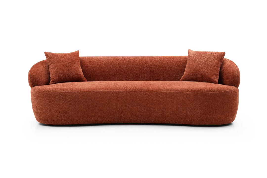 ORANGE Mid Century Modern Curved Sofa, 3 Seat Cloud couch Boucle sofa