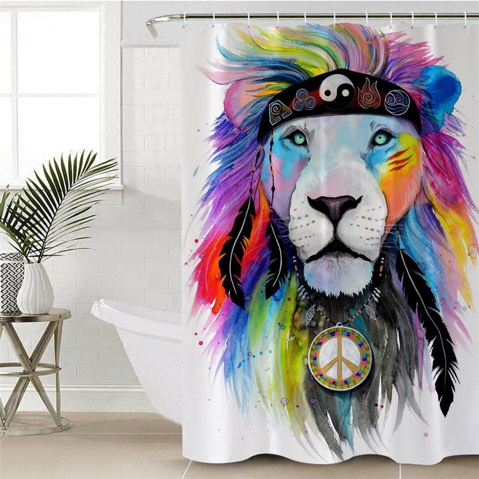 Hippie Lion Shower Curtain