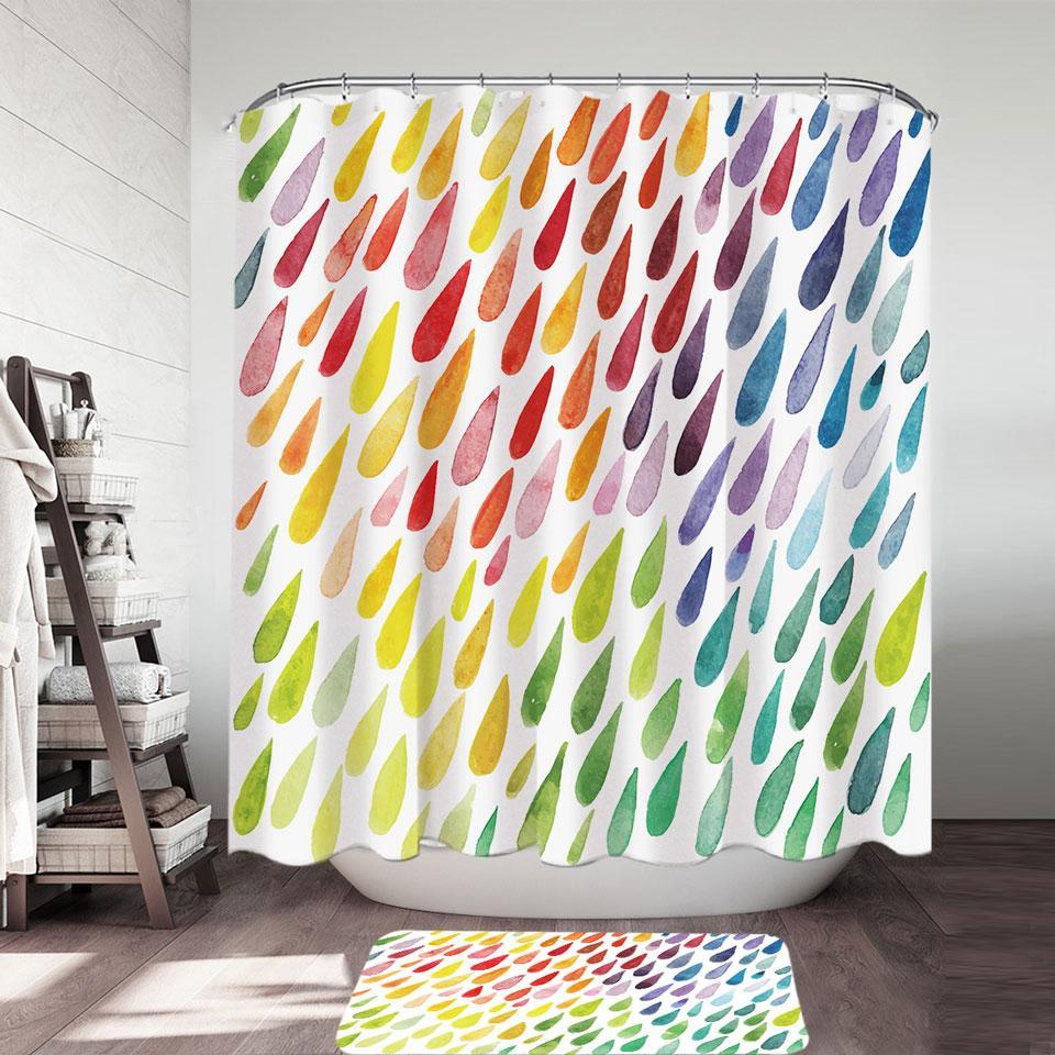 Colorful Rain Drops Shower Curtain