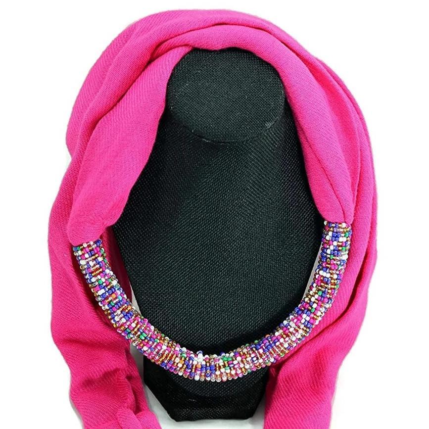 Maasai Beaded Scarf - Pink scarf Neck wrap and neck cover winter