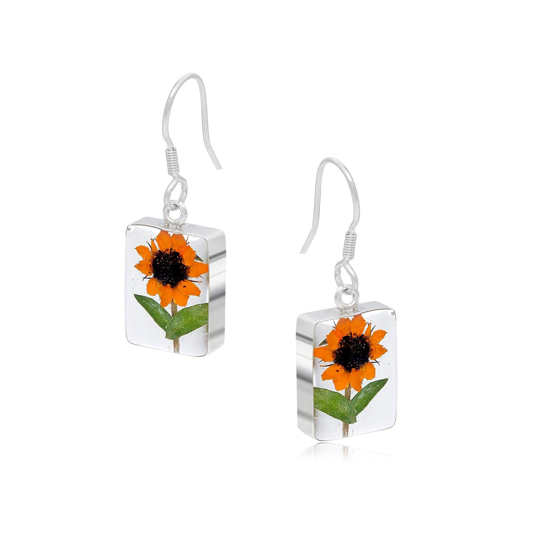 Sunflower earrings by Shrieking Violet® Sterling silver dangle drop