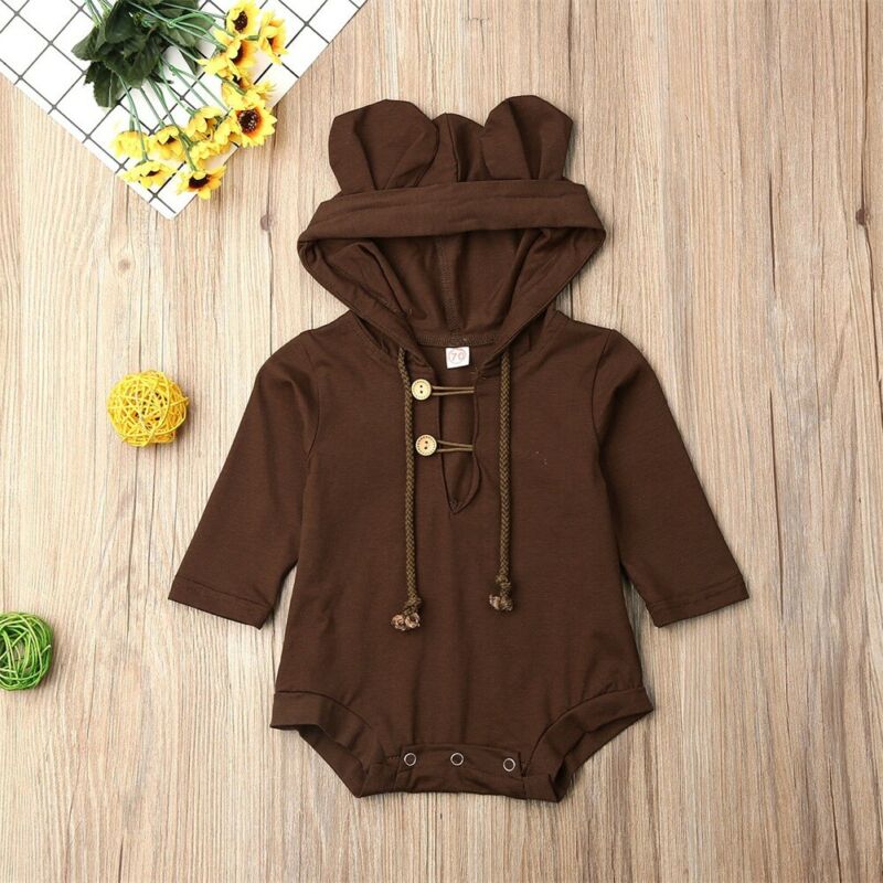 0 18M Baby Ear Hooded Bodysuit Newborn Baby Girl