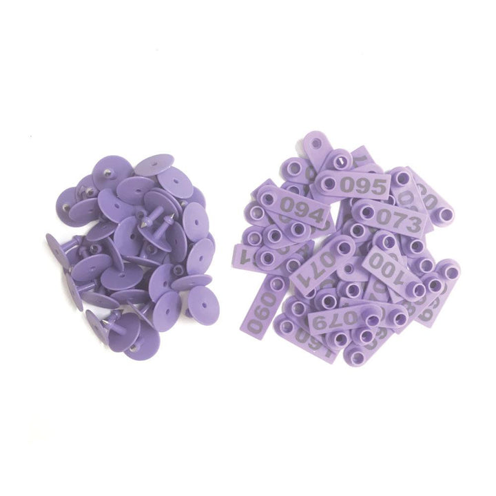 1-100 Cattle Number Ear Tags 5x2cm Purple Cow Sheep Pig Small