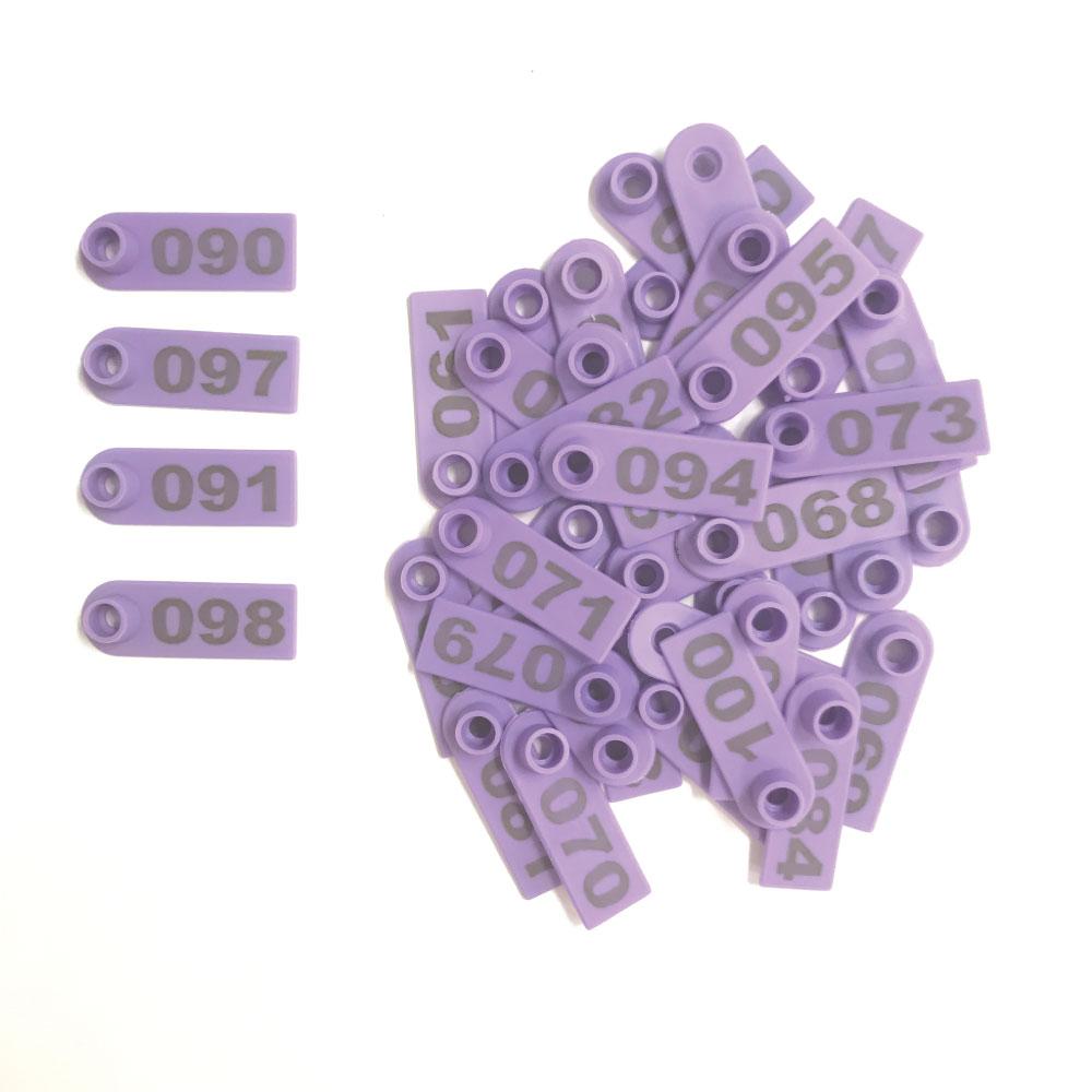 1-100 Cattle Number Ear Tags 5x2cm Purple Cow Sheep Pig Small