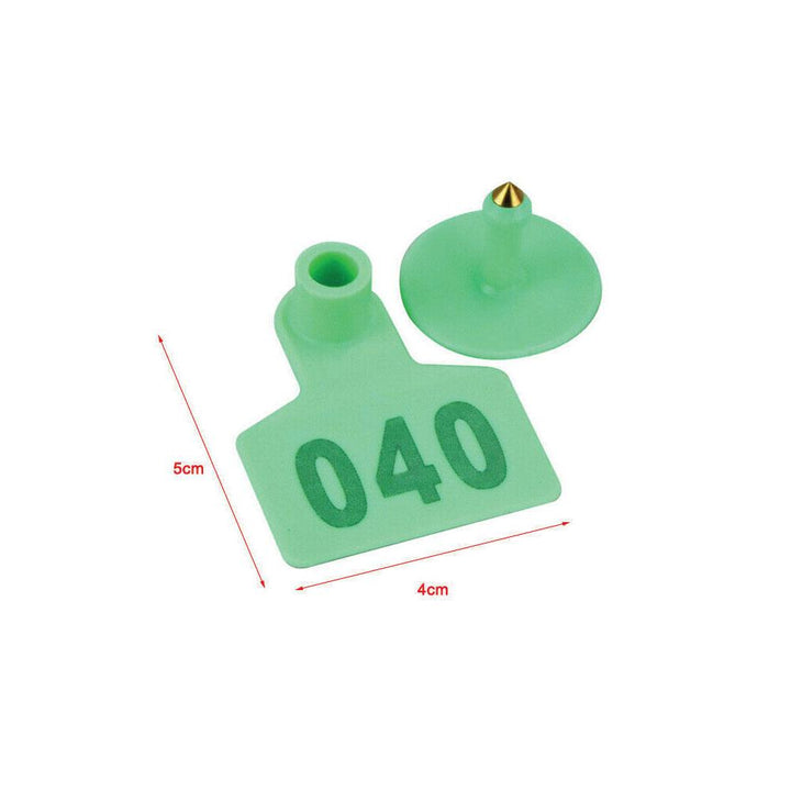 1-100 Cattle Number Ear Tags Set - Green Pig Sheep Goat Livestock