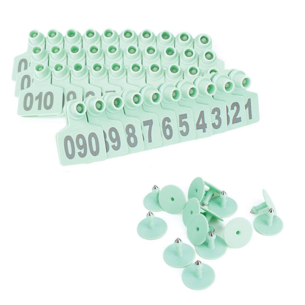 1-100 Cattle Number Ear Tags Set - Green Pig Sheep Goat Livestock
