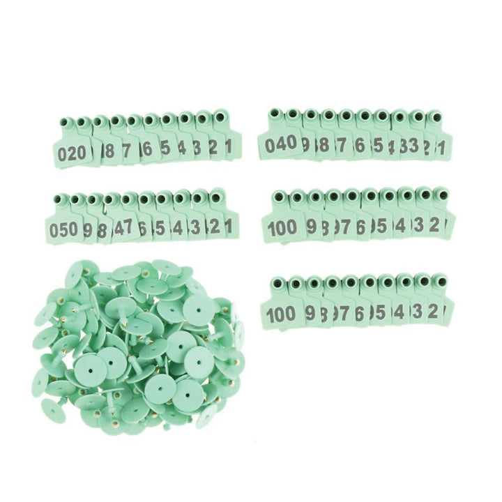 1-100 Cattle Number Ear Tags Set - Green Pig Sheep Goat Livestock