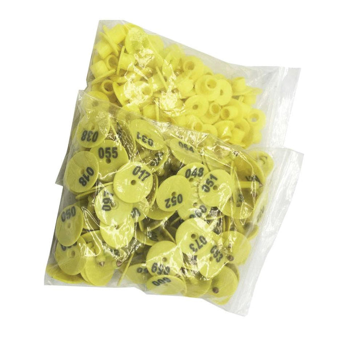 1-100 Cattle Number Ear Tags Set - Round Yellow Pig Sheep Goat