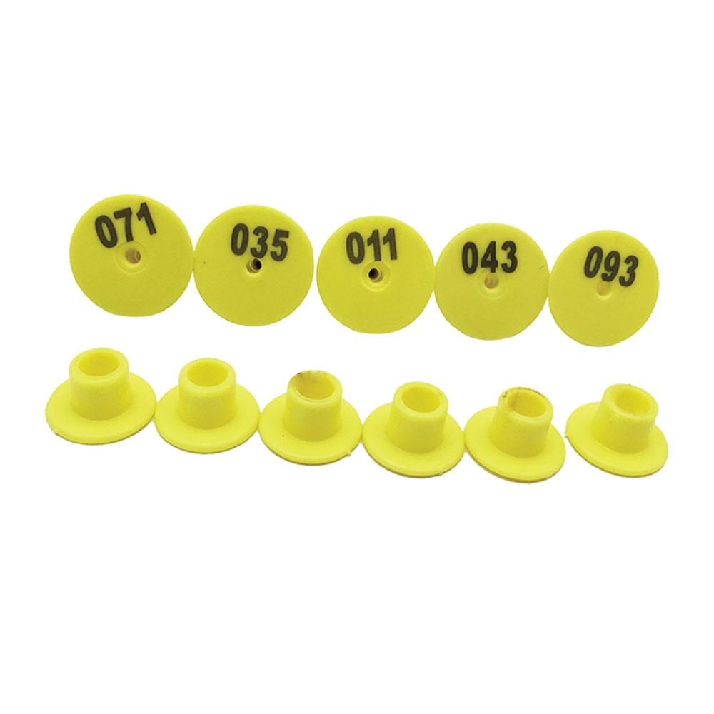 1-100 Cattle Number Ear Tags Set - Round Yellow Pig Sheep Goat