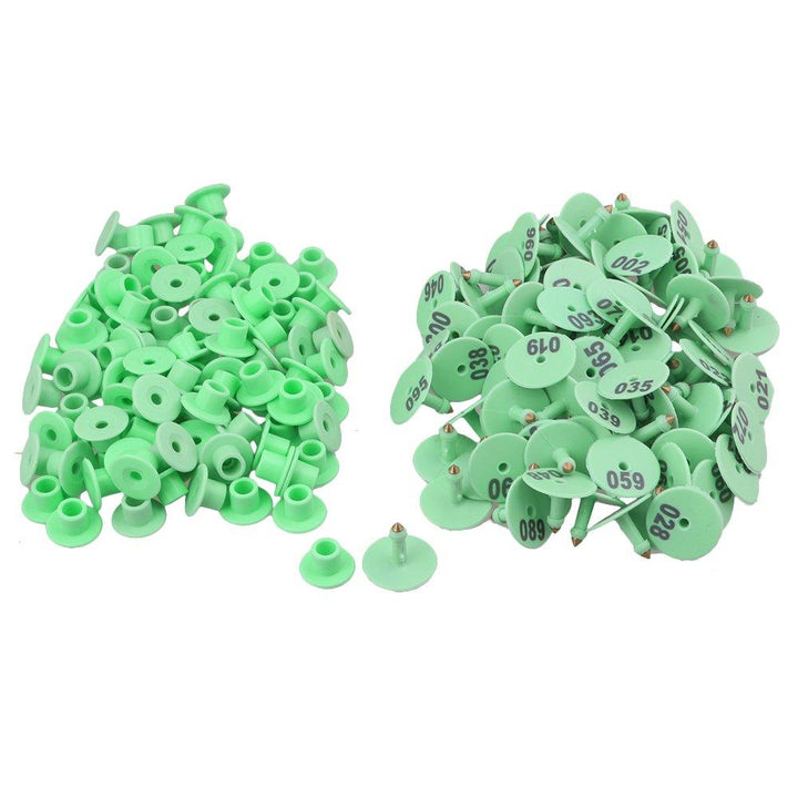 1-100 Cattle Number Ear Tags Set - Round Green Pig Sheep Goat