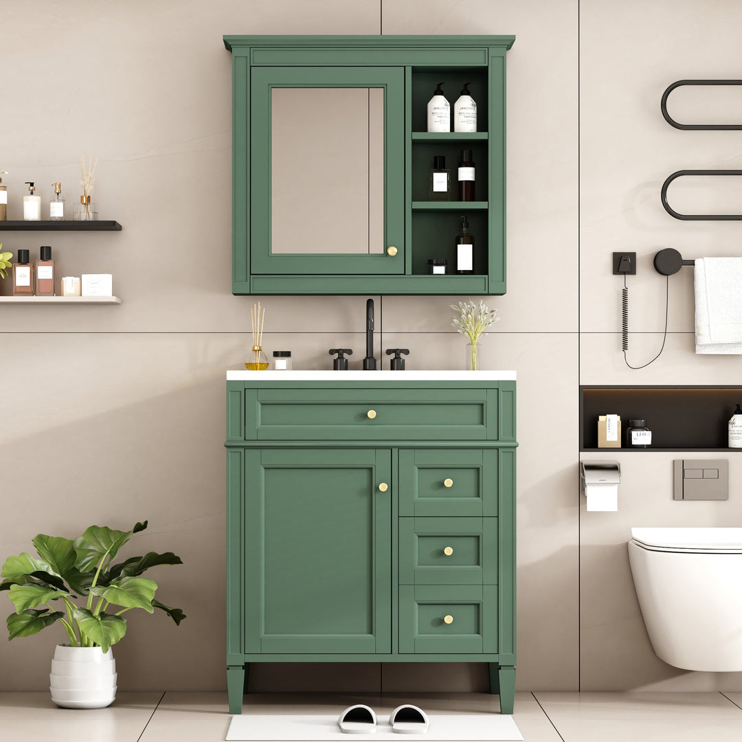 30'' Bathroom Vanity with Top Sink, Modern Bathroom Storage Cabinet