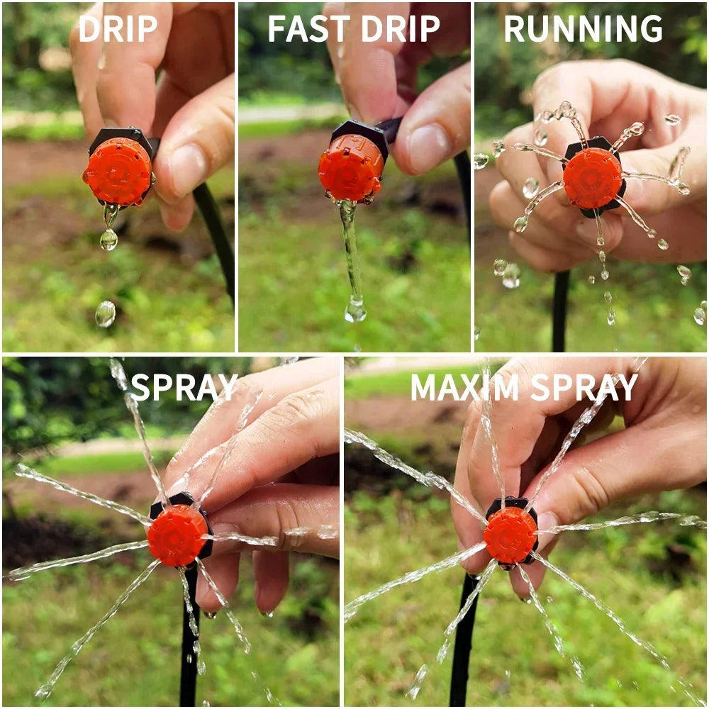 Micro Drip Irrigation System Portable 20M Automatic Watering with Adjustable Drippers Misting Watering Kits Garden Hose