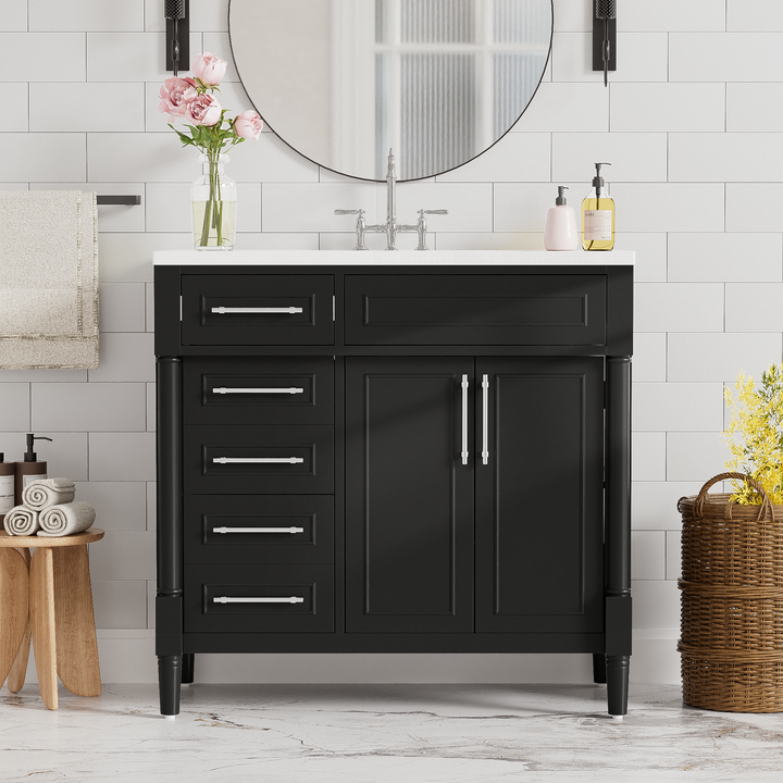 36'' Bathroom Vanity with Top Resin Sink, Freestanding Bathroom