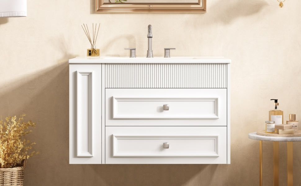 30'' Wall Mounted Bathroom Vanity, Floating Bathroom Storage Cabinet