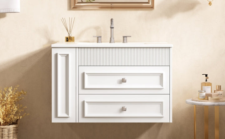 30'' Wall Mounted Bathroom Vanity, Floating Bathroom Storage Cabinet
