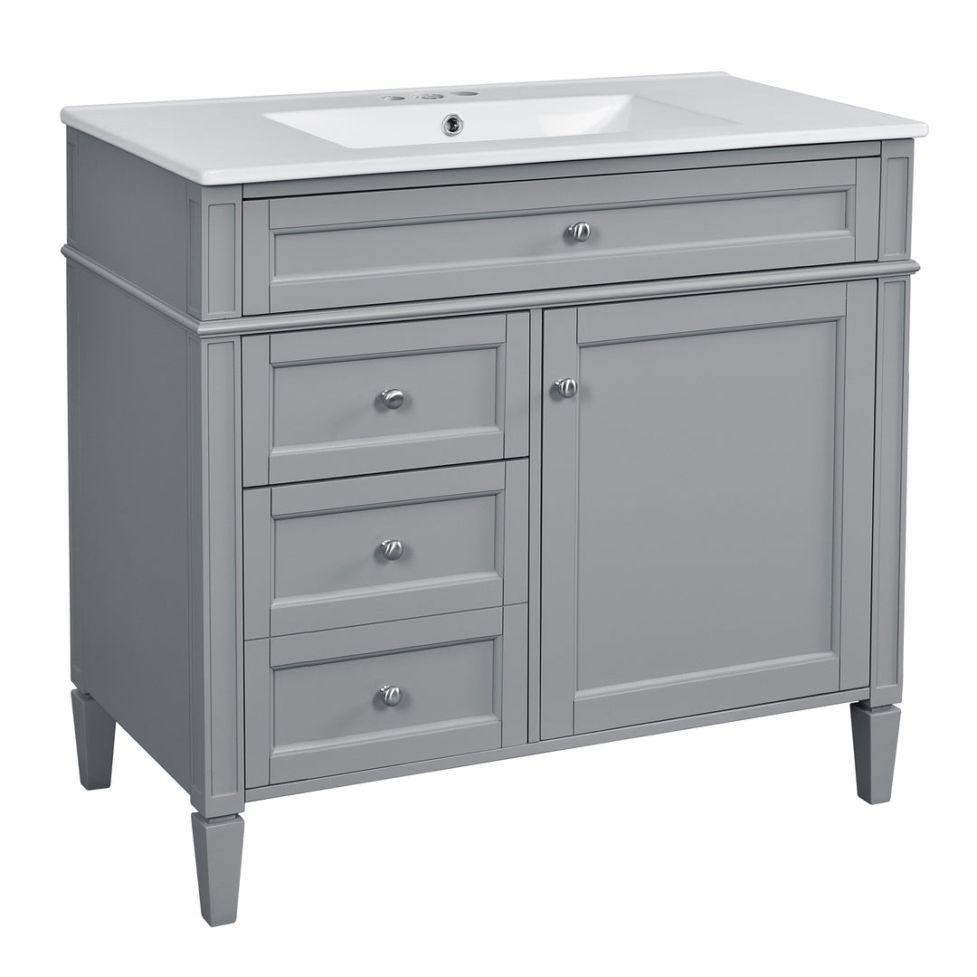 36'' Bathroom Vanity with Top Sink, Modern Bathroom Storage Cabinet