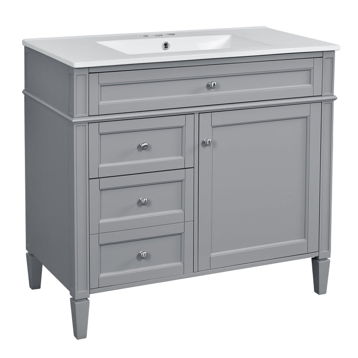 36'' Bathroom Vanity with Top Sink, Modern Bathroom Storage Cabinet