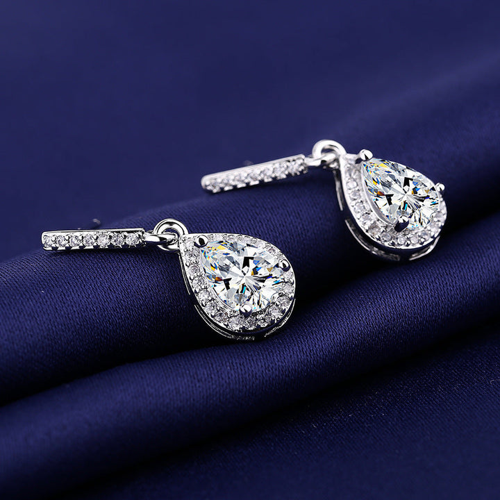Fashion Drop Shape Ear Studs Micro Inlaid Zircon Earrings