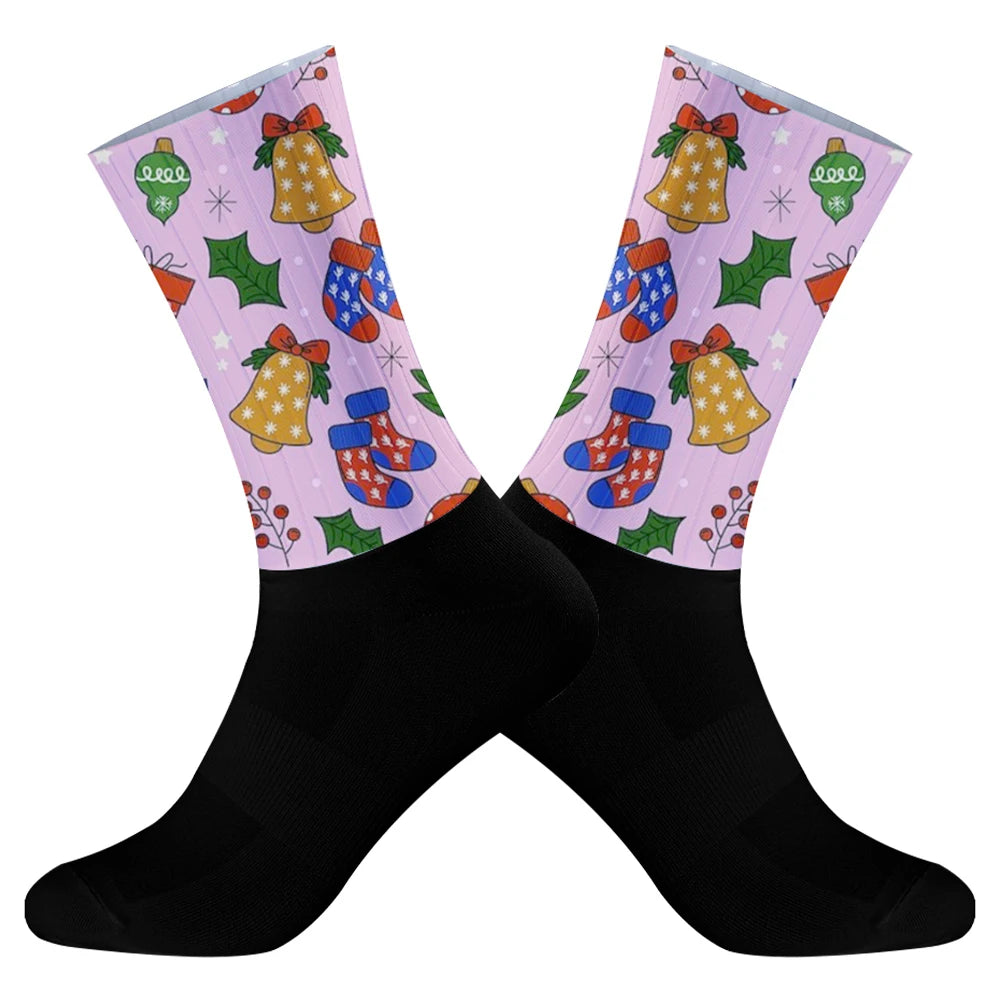 New Men's Cycling Socks Trekking Athletic Basketball Socks Breathable Sports Running Socks Christmas