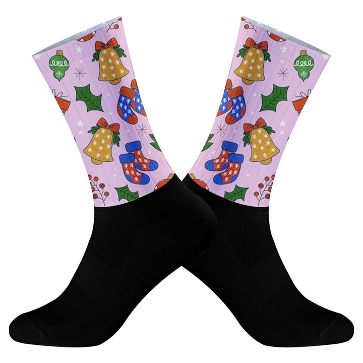 New Men's Cycling Socks Trekking Athletic Basketball Socks Breathable Sports Running Socks Christmas