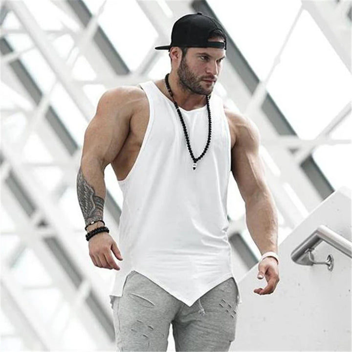 Muscleguys Gyms Stringer Clothing Bodybuilding Tank Top Men Fitness Singlet Sleeveless Shirt Solid Cotton Muscle Vest Undershirt