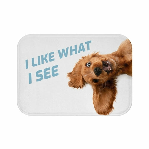 Funny Dog Looking Up Bath Mat