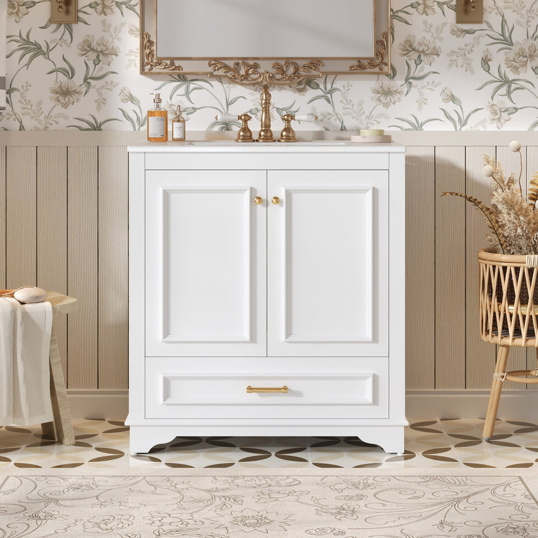 30' Luxurious Bathroom Vanity with Ceramic Sink, Bathroom Vanities