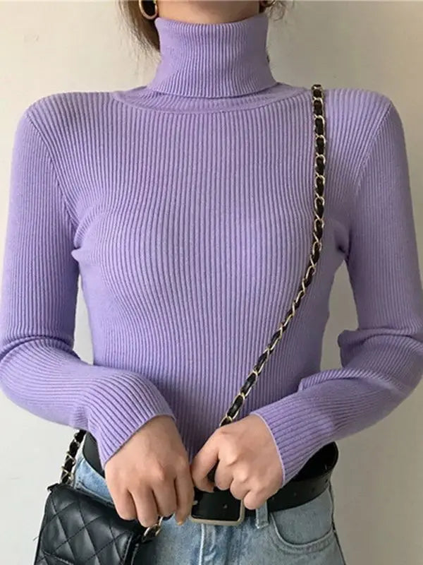 2025 Women Turtleneck Sweater Knitted Soft Pullovers Cashmere Jumpers Basic Solid Soft Sweaters Women Autumn Winter Casual Top