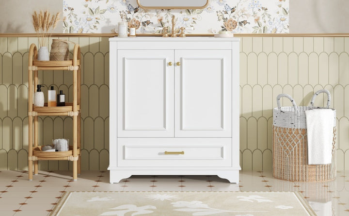 30' Luxurious Bathroom Vanity with Ceramic Sink, Bathroom Vanities