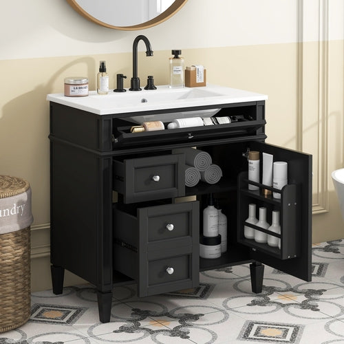 30'' Bathroom Vanity with Top Sink, Modern Bathroom Storage Cabinet