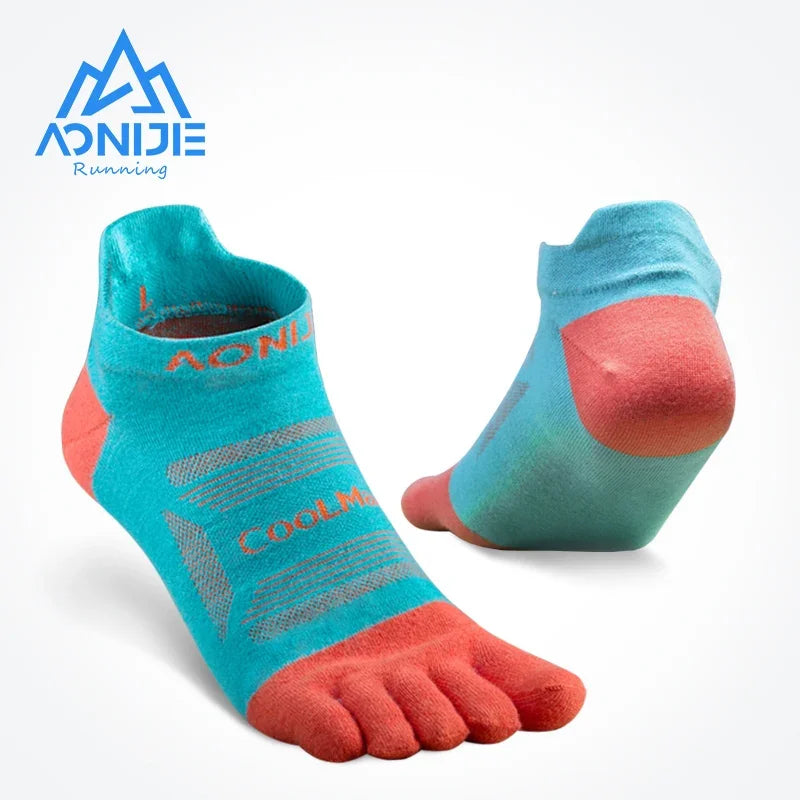AONIJIE Sports Run Low Cut Athletic Five Toe Socks Quarter Toesocks For Running Marathon Race Trail