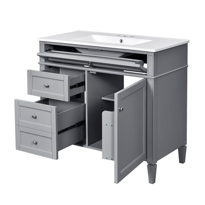 36'' Bathroom Vanity with Top Sink, Modern Bathroom Storage Cabinet