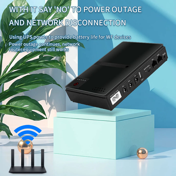DC UPS Battery Backup 10400mAh 5V 9V 12V Output Uninterruptible Power Supply AC 85-265V Mini Portable UPS Battery Backup US Plug