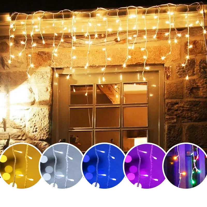 Christmas Decoration Led Lights for Outdoor New Year's Garland Fairy Strip Curtain String Wedding Street Garden Holiday Lighting