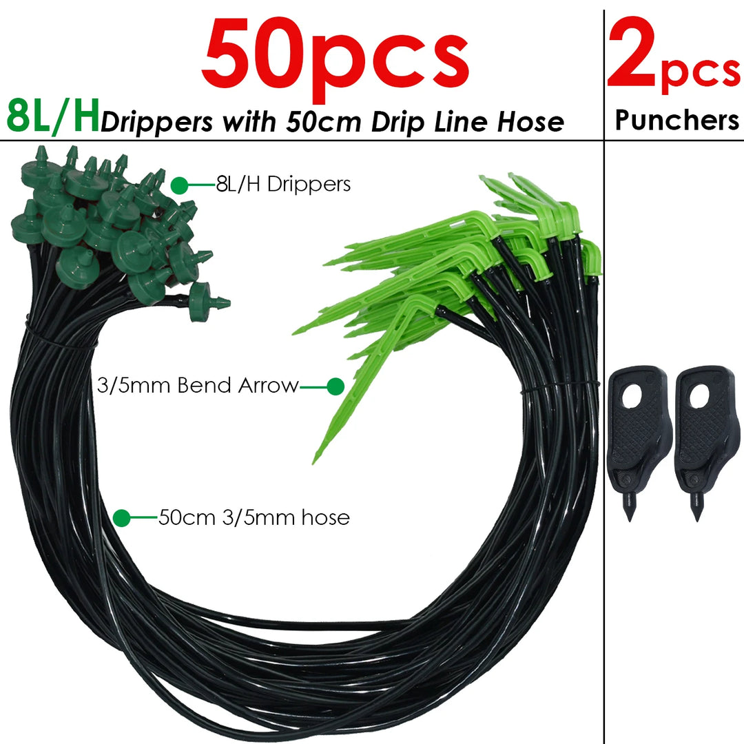 KESLA Garden 2L/H Drip Irrigation Watering Saving System Kit Drop by Drop Drippers 3/5mm Hose for Plant Potted Bonsai Vegetables