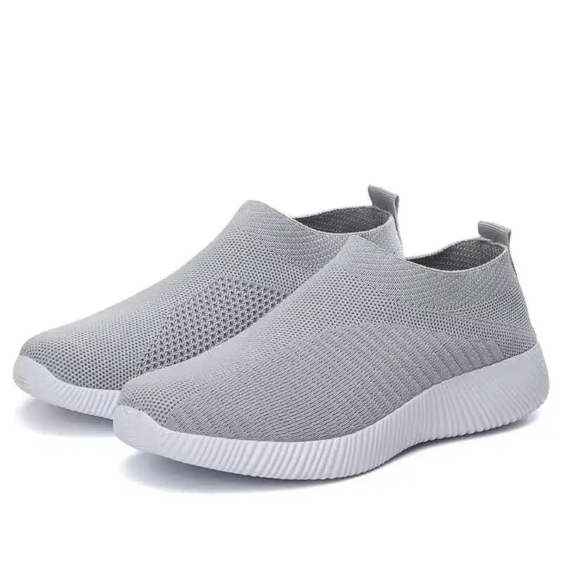 Women's Sneakers Breathable Solid Color Mesh Woven Outdoor Lightweight Low Top Walking Running Sports Socks Tennis Shoes