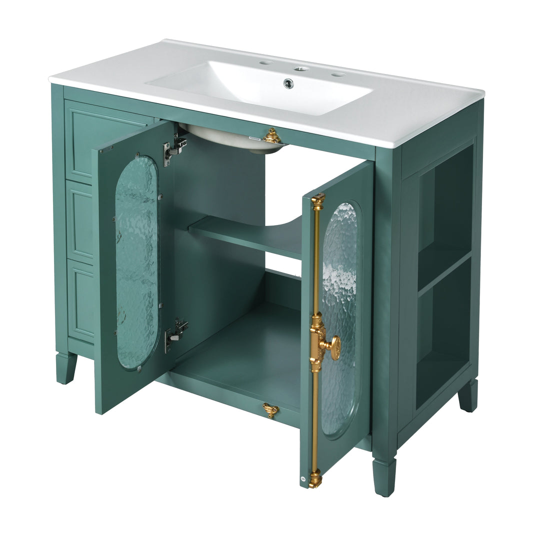 36-inch Bathroom Vanity with 2 Soft Close Doors, Solid Wood Frame