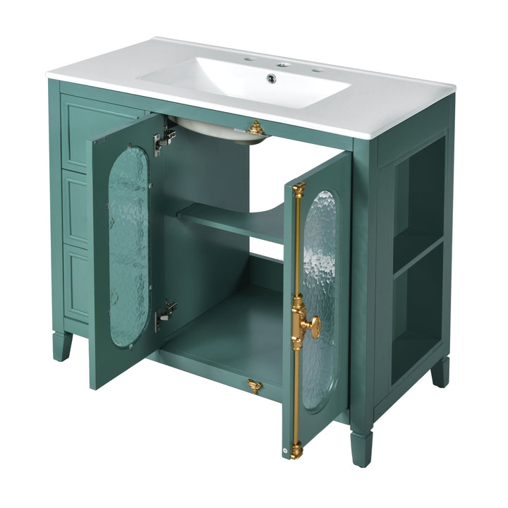 36-inch Bathroom Vanity with 2 Soft Close Doors, Solid Wood Frame