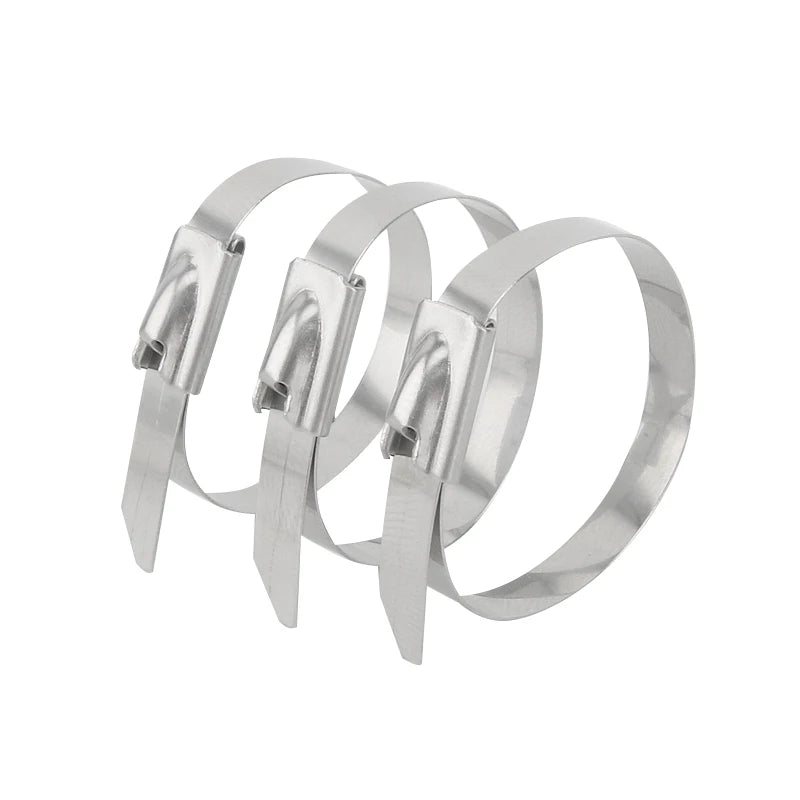 20/40Pcs Stainless Steel Cable Ties Reusable Self-sealing Fastening Ring Cable Tie Multi-Purpose Metal Hardware Cable Organizer