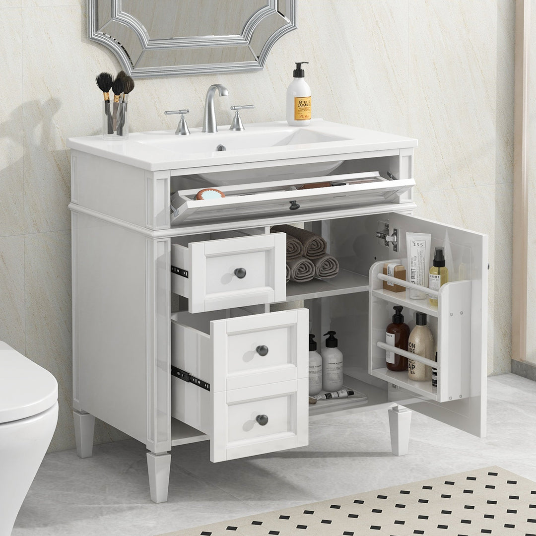 30'' Bathroom Vanity with Top Sink, Modern Bathroom Storage Cabinet