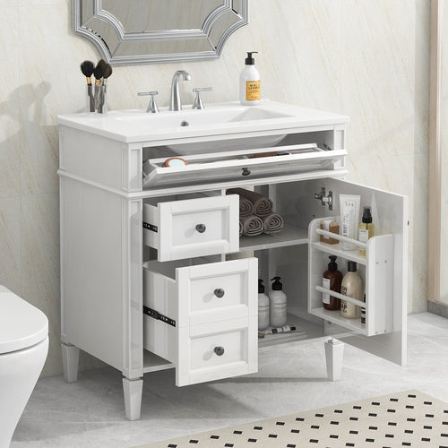 30'' Bathroom Vanity with Top Sink, Modern Bathroom Storage Cabinet