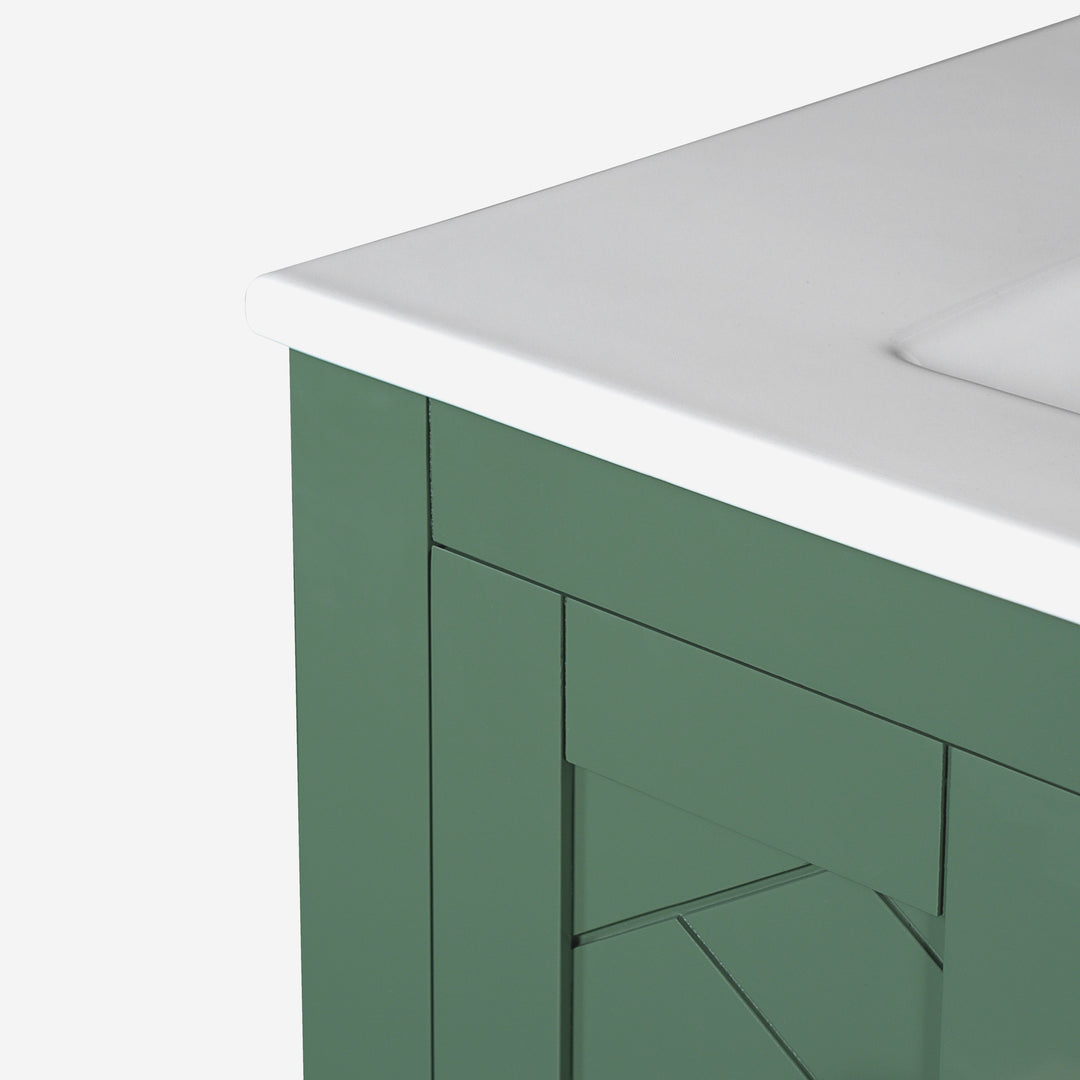 30'' Bathroom Vanity with Ceramic Sink Combo, Solid Wood Frame