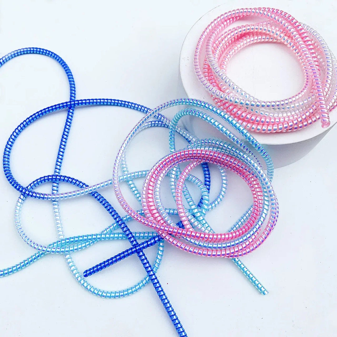 New 1.5M Plating Color TPU Spiral USB Charging Cable Protector for IPhone Samsung Xiaomi Line Protection Cable Organizer