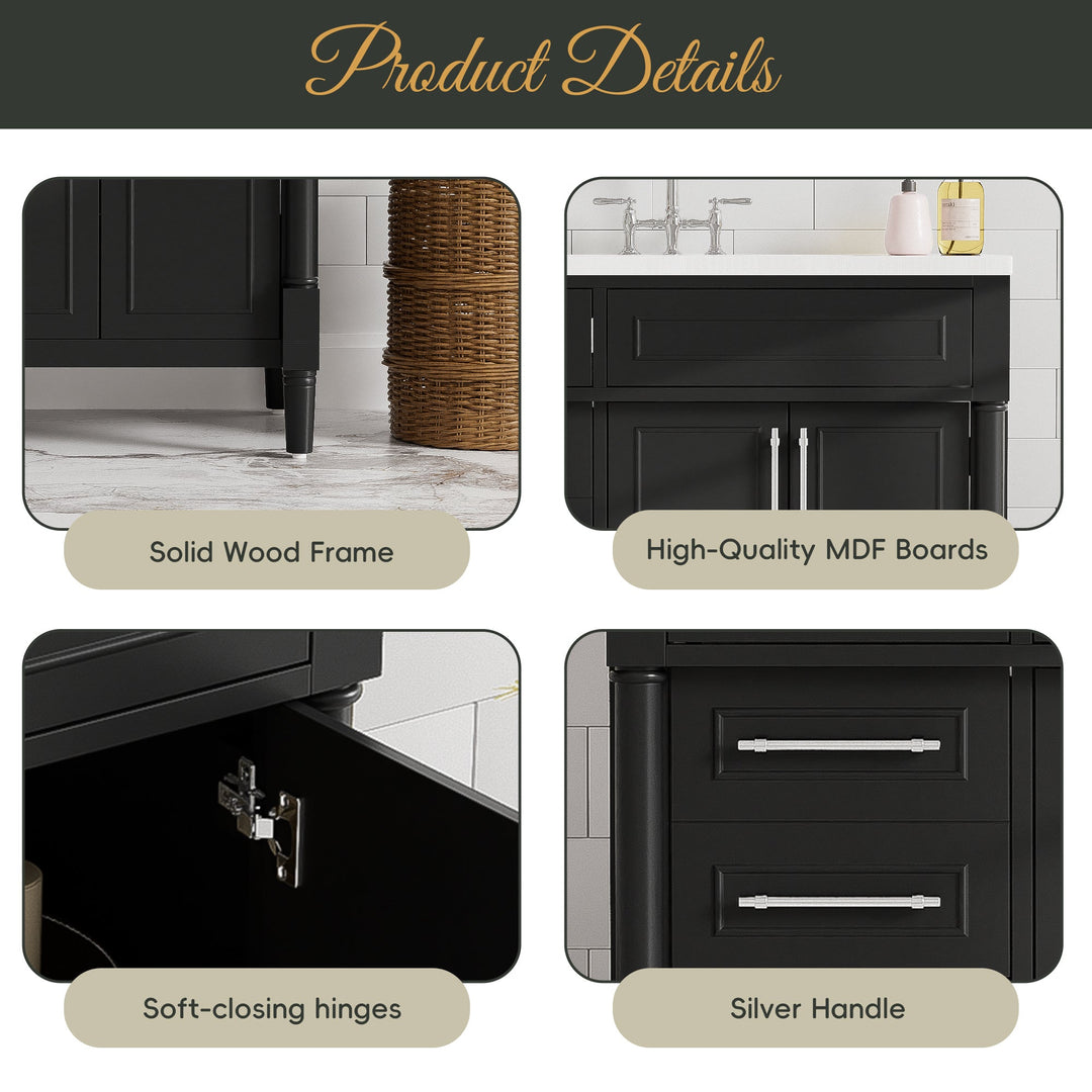 36'' Bathroom Vanity with Top Resin Sink, Freestanding Bathroom