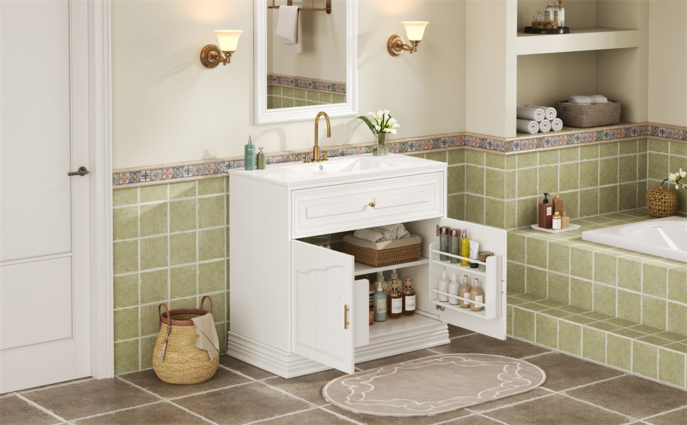 36' Luxurious Bathroom Vanity with Ceramic Sink, Bathroom Vanities