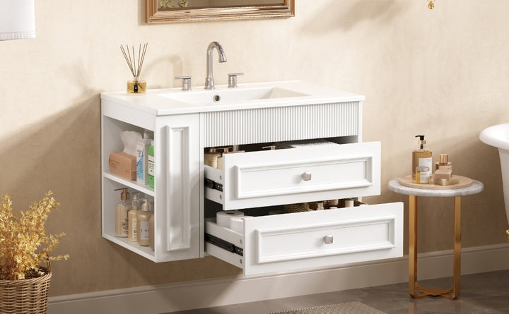 30'' Wall Mounted Bathroom Vanity, Floating Bathroom Storage Cabinet