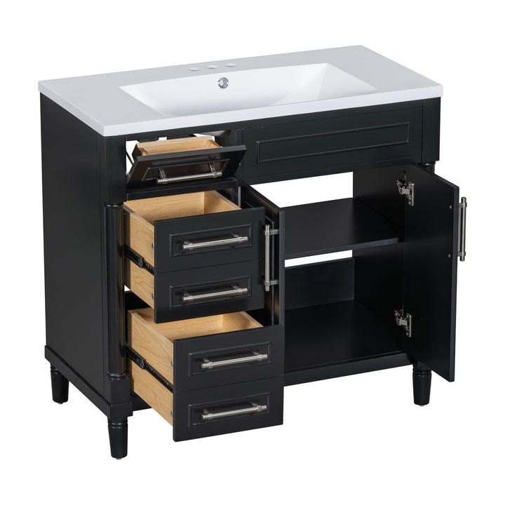 36'' Bathroom Vanity with Top Resin Sink, Freestanding Bathroom