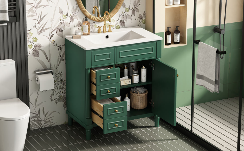 30' Bathroom Vanity with Sink, Freestanding Bathroom Storage Vanity