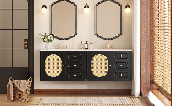 30' Bathroom Vanity with Ceramic Sink, Mid-Century Bathroom Vanity