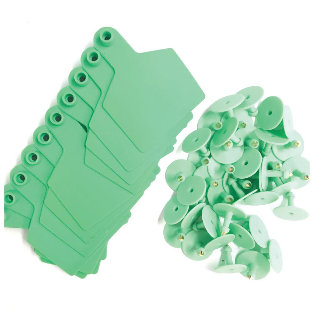 100x Cattle Ear Tags 7.5x10cm Set - XL Green Blank Cow Sheep Livestock